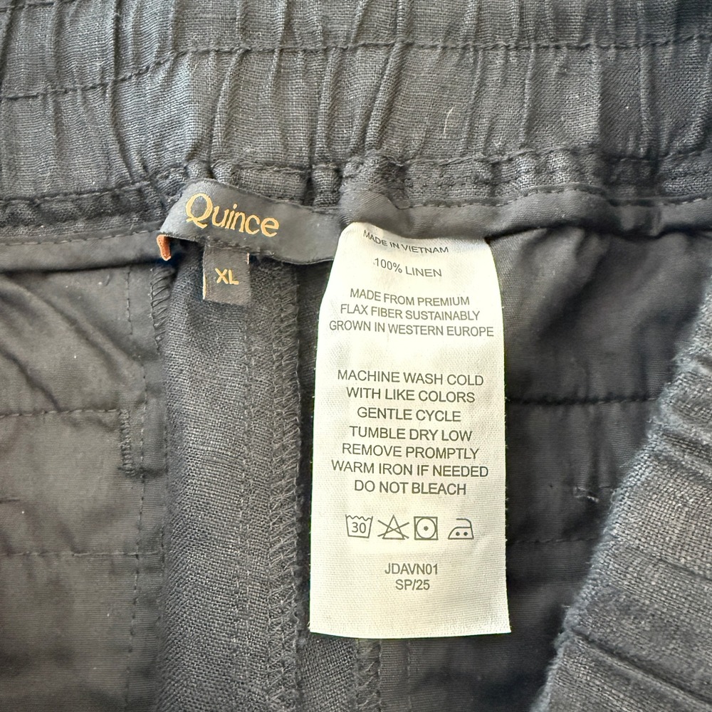 Quince European Linen Wide Leg Pants Women XL 26" Inseam Black Minimalist Casual - Picture 4 of 6